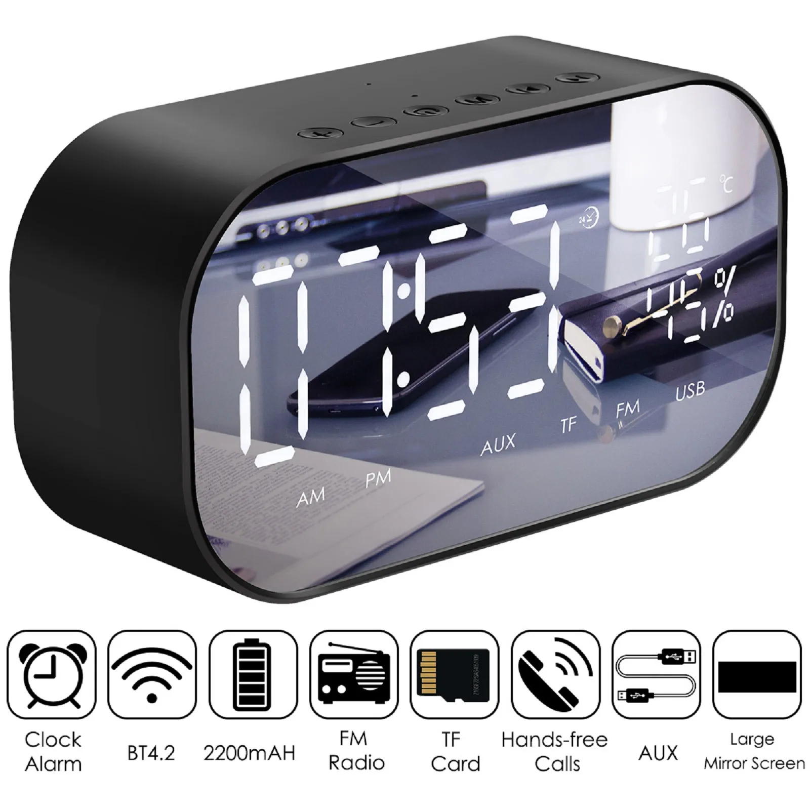 Портативный беспроводной Bluetooth-Динамик SOONHUA цифровой FM-радиоприемник Настольный