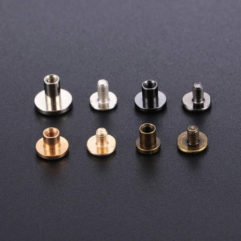Leather Craft Solid Nail Bolt Bookkeeping Round Head Screws Strap Rivets Screw For Luggage Craft Clothes/Bag/Shoes 20Pcs(10Sets)