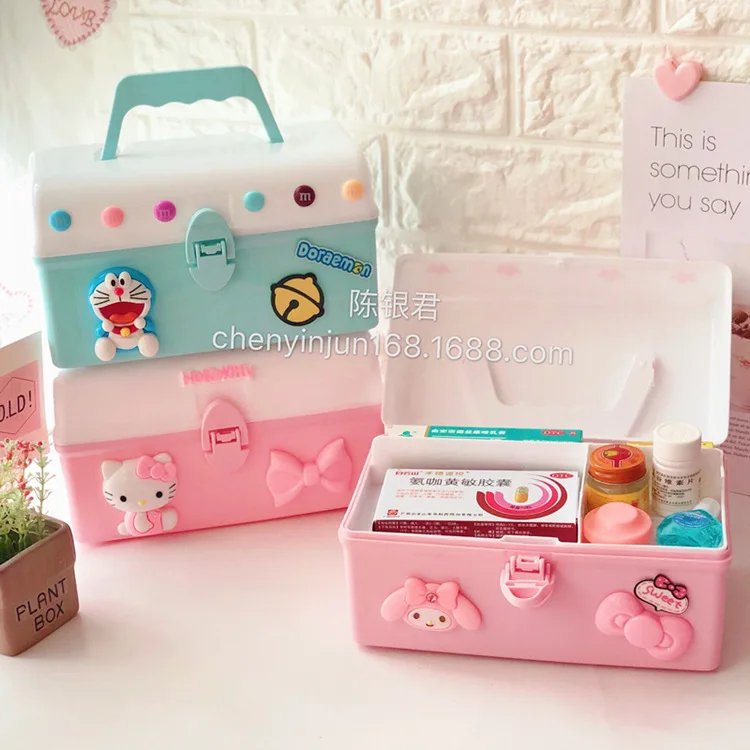 Hello kitty Пластиковый Контейнер Для Хранения Подарочная игрушка коробка для ювелирных изделий ящик для косметики Настольный органайзер для таблеток