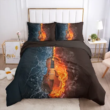 

3D Musical Violin Design Bedding Sets Duvet Cover Sets Quilt Covers Pillowslips 173*230 230*230 265*230 180*210 Home Textile