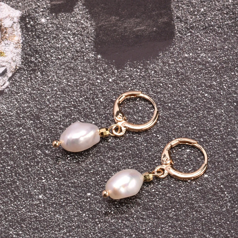 14K Gold Plated Natural Baroque Freshwater Pearl Drop Earrings Party Gifts Fashion Design Women Jewelry Wholesale