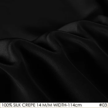 

SILK CREPE DE CHINE 114cm width 14momme/100% Pure Mulberry Silk Fabric/Batik Painting and Wedding Dress Fabric Black NO 03