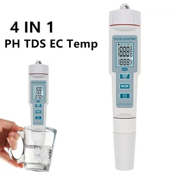 

4 in 1 PH TDS EC Temperature Meter PH Tester Digital Water Quality Monitor for Pools Aquariums Drinking Water 40%off