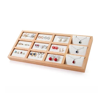 

Wood Jewelry Display Jewellery Tray Ring Stud earrings Holder Necklaces Organizer Bracelets Showcase Pendants Box