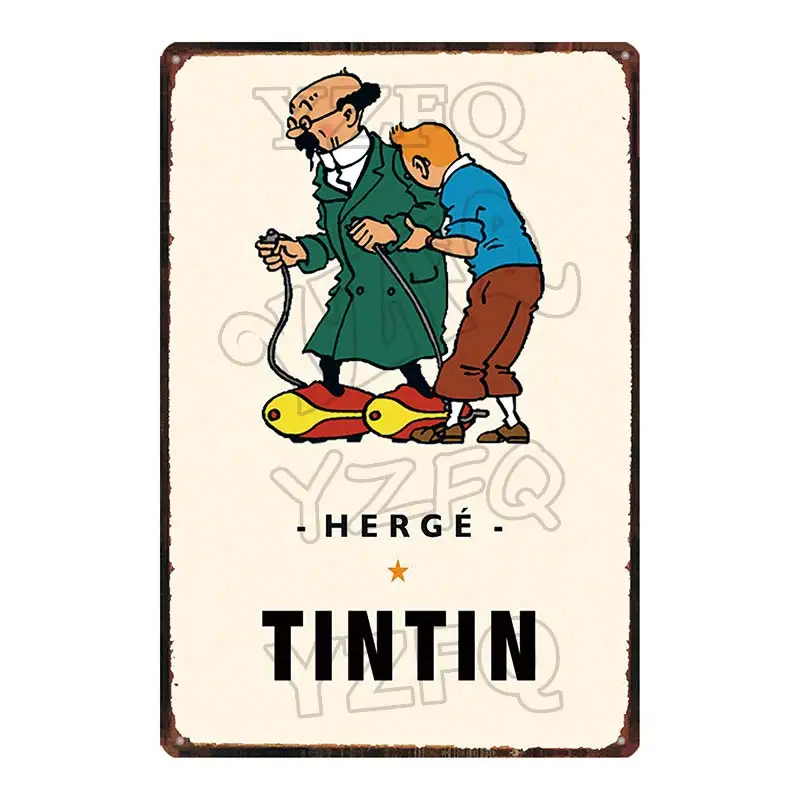 Tintin мультяшный знак винтажный оловянный знак Рождественский подарок металлические тарелки для настенного искусства ретро домашний декор для детской комнаты плакат 30X20 см DU-3895A - Цвет: DU-3898