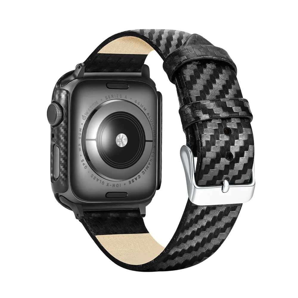 Чехол из углеродного волокна+ ремешок для Apple watch band 5 4 3 44 мм 40 мм iWatch band 42 мм/38 мм браслет для часов Apple watch 5 4 3 2 1