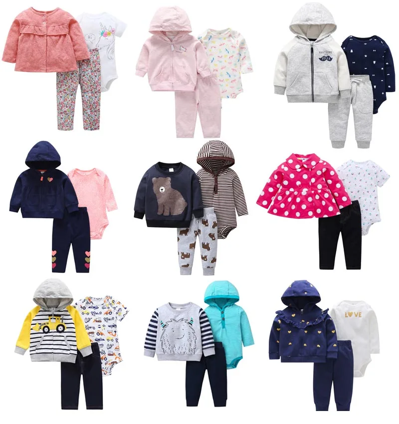 En Ligne 2019 nouveau né bébé fille garçon vêtements ensembles infantile bébé barboteuse polaire et couverture en coton manteau + barboteuse + pantalon 3 pièces combinaison vêtements ensemble