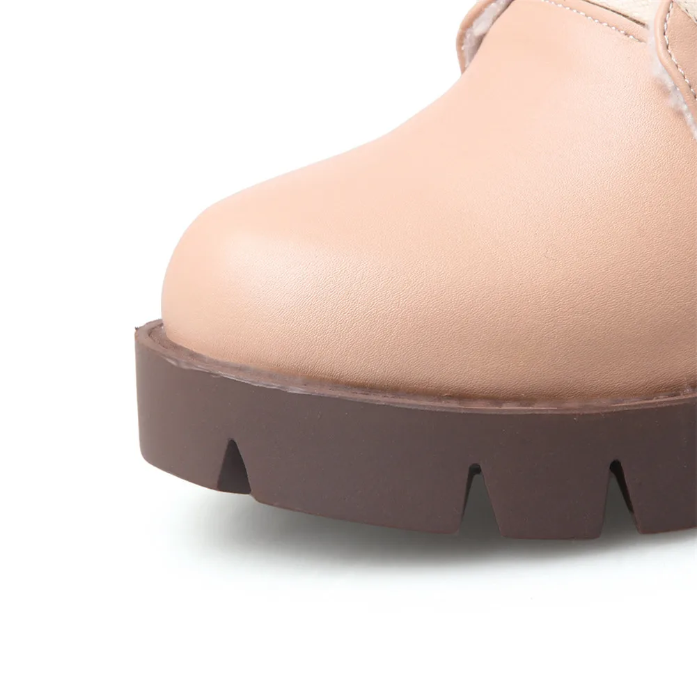 SARAIRIS/новые зимние сапоги г. Однотонная обувь на платформе на высоком квадратном каблуке со шнуровкой Женские повседневные Зимние Теплые ботильоны большой размер 33-43