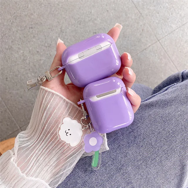 Cute Halloween Airpods Pro Case With Keychain Purple Candy 