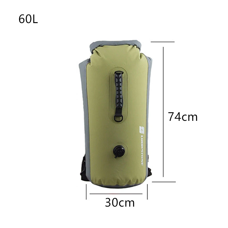 Professional PVC 25/60L Waterproof Bag Inflatable Backpack Snorkeling Rafting Drifting Diving Dry Bag Swimming Bucket