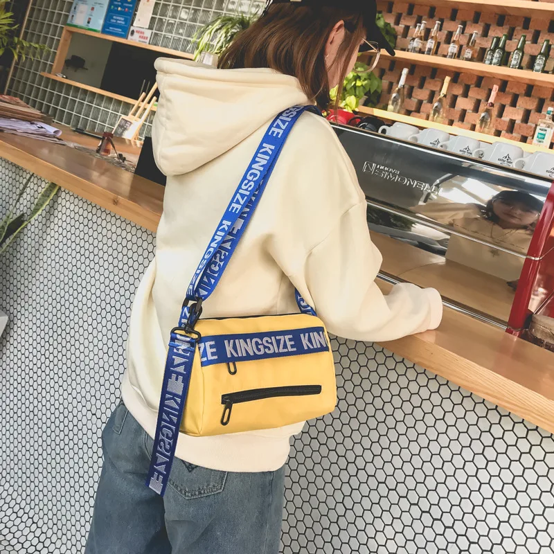 

2018 New Style South Korea Contrast Color Lettered Wide-Strap WOMEN'S Bag Harajuku Wind Shoulder Bag WOMEN'S Fashion Handbag Fas