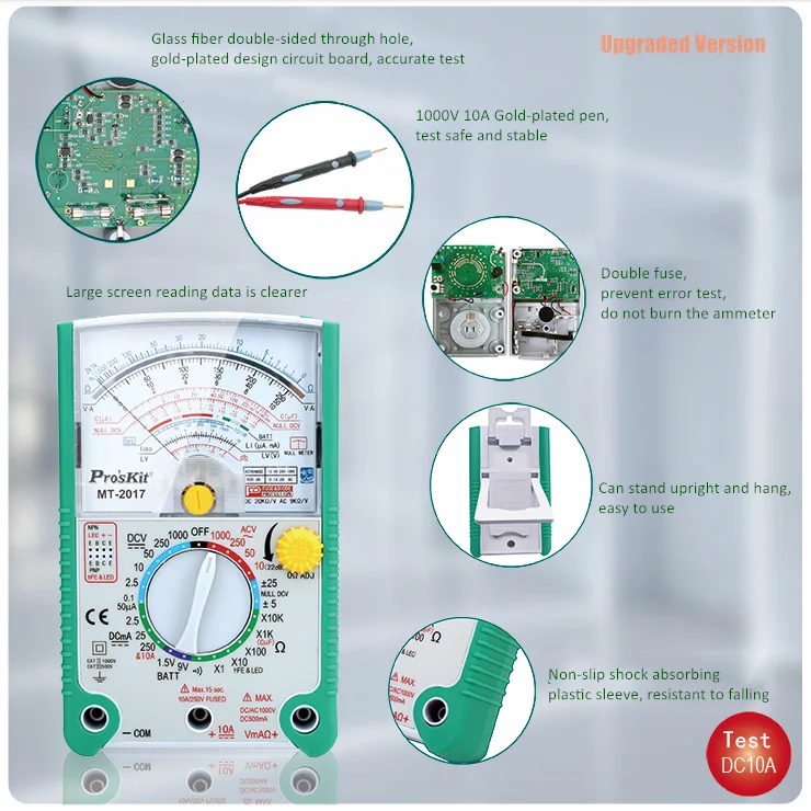 Pro'sKit MT- стандарт безопасности защитная функция аналоговый мультиметр Ом тестер Измеритель постоянного тока переменного тока напряжение тока