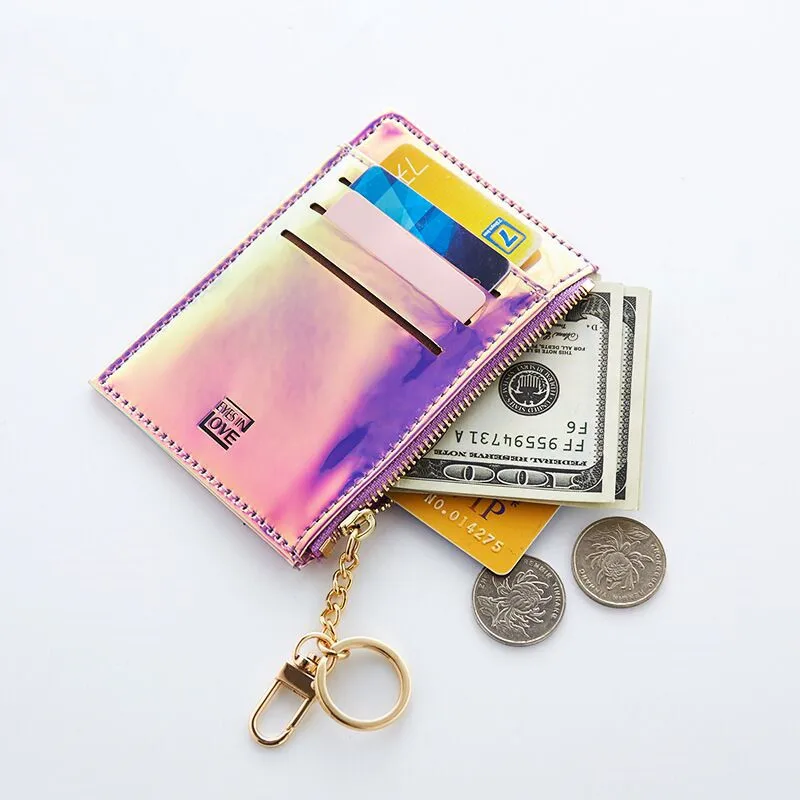 

Vento Marea RFID Mini Women Wallet 2019 Female Credit Card Holder Brand Soft Leather Coin Purse Key Chain Laser Small Money Case