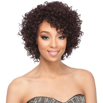 

HairUGo Brazilian Hair Wigs Short Curly Human Hair Wigs For Black Women Machine Made Wig No Shedding Non-Remy No Smell 6.75 INCH