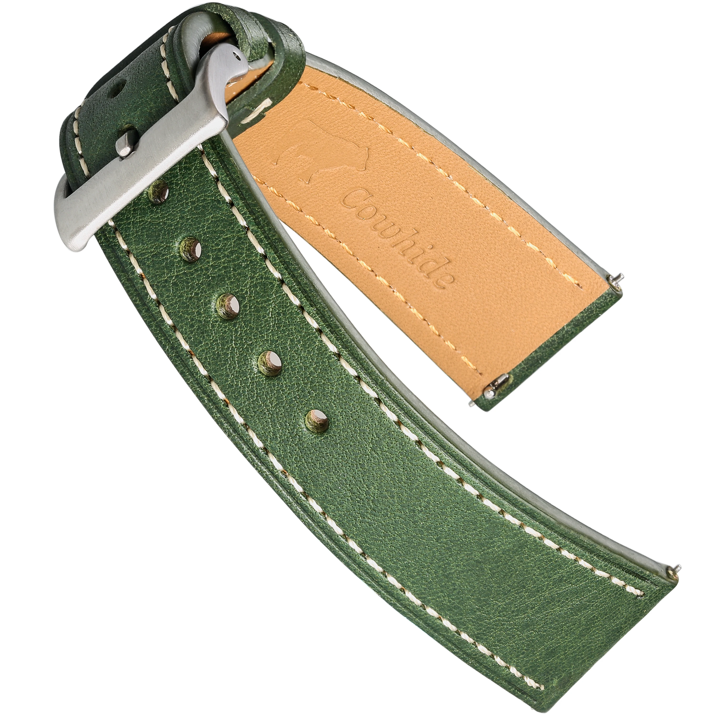 本パネライ時計バンドグリーンソフトラップイタリアミネルバボックス革