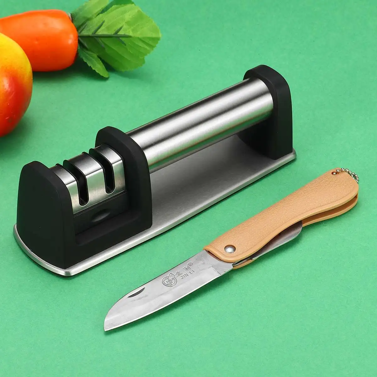 Black Точилка для ножей, 2 этапа, Профессиональная кухонная заточка, точильный камень, точильный камень, вольфрам, Алмазный керамический точильный инструмент - Цвет: Black