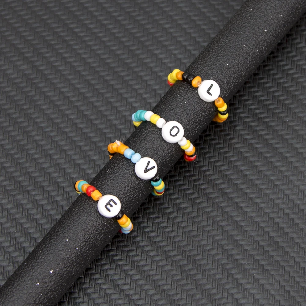 Одноцветное кольцо из бисера очаровательные растягивающиеся кольца для женщин и