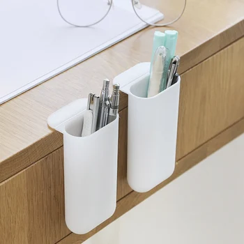 

Creative Pasteable Pen Holder Desktop Storage Boxes Desk Pen Pencil Organizer Office Sundries Storage School Stationery Holders