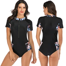 Женский купальник для серфинга,, спортивный Рашгард, женский купальник, сдельный купальник, секси, короткий рукав, монокини, туники для пляжа