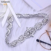TOPQUEEN-Cinturón de boda S41 para mujer, vestido de dama de honor, joyería de fiesta, Diamante de cristal occidental, lujoso, hecho a mano