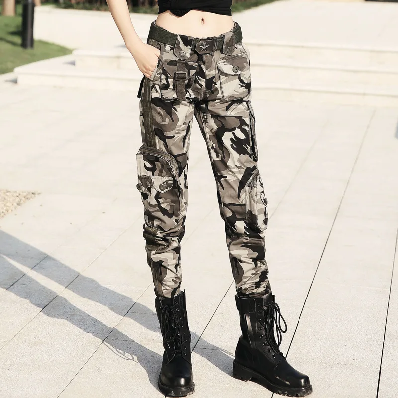 Outdoor Multi Pocket Long Pants Wear Resistant Pure Cotton Fabric Hiking Camping Climbing Women Loose Straight Trousers hiking pants