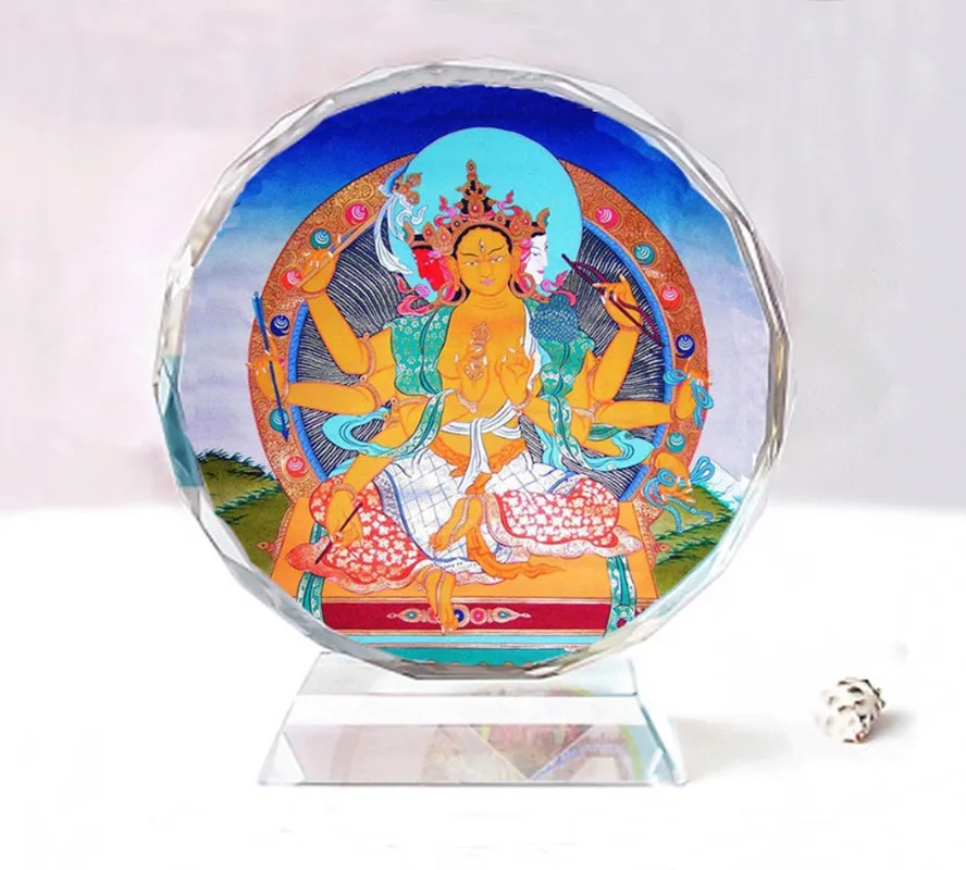 

With light Buddha mother Double sided crystal Buddha ornaments,Exquisite creative birthday gift commemorative crafts