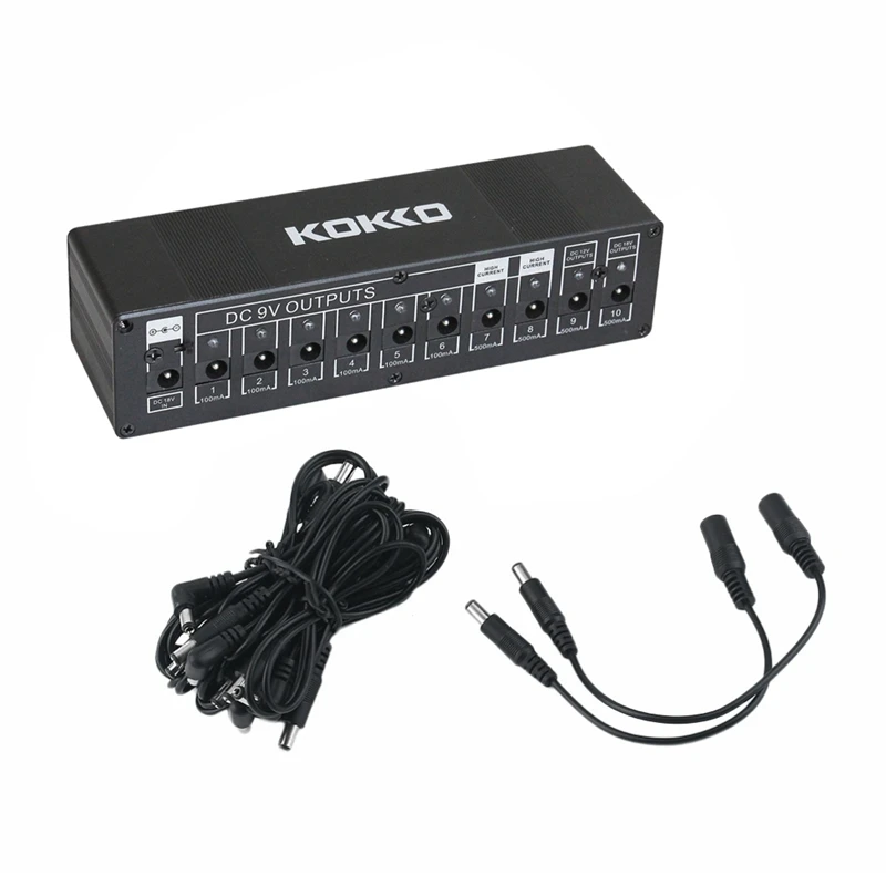 Kokko гитарная педаль блок питания компактный 10 выходов 7 способов 9V100ma DC 9 V/12 V/18 V Защита от напряжения безопасности