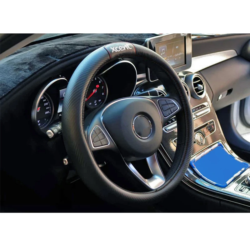 For Hyundai Xcent 38cm Carbon Fiber Leather Car Steering Wheel Cover Car Steering-wheel Car Auto Accessories