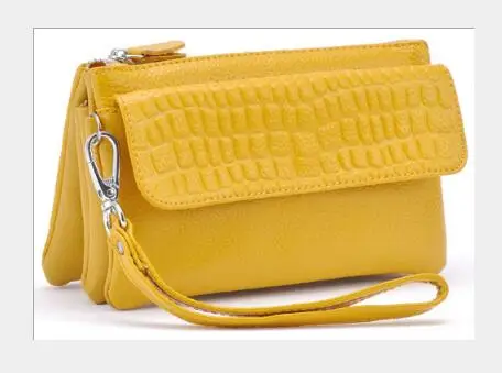 yellow Клатч из натуральной кожи, женские длинные кошельки, Женский кошелек для денег, Большой Вместительный клатч, кошелек для монет, Женский кошелек, кошелек для телефона, Cartera - Цвет: yellow