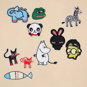 

PGY Cartoon Little Animal Patches Cute Monkey Fished Rabbit Embroidery Appliques for Clothes Iron On Badges for Kids Stickers