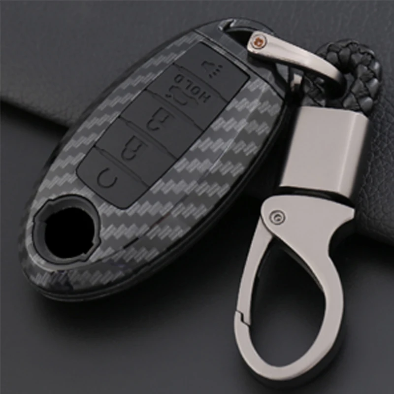 Carbon Car Remote Key Case Cover For Nissan Altima Maxima Murano Sentra Versa Titan Leaf Juke Quest Elgrand NV200 Note Tiida - Название цвета: Carbon black