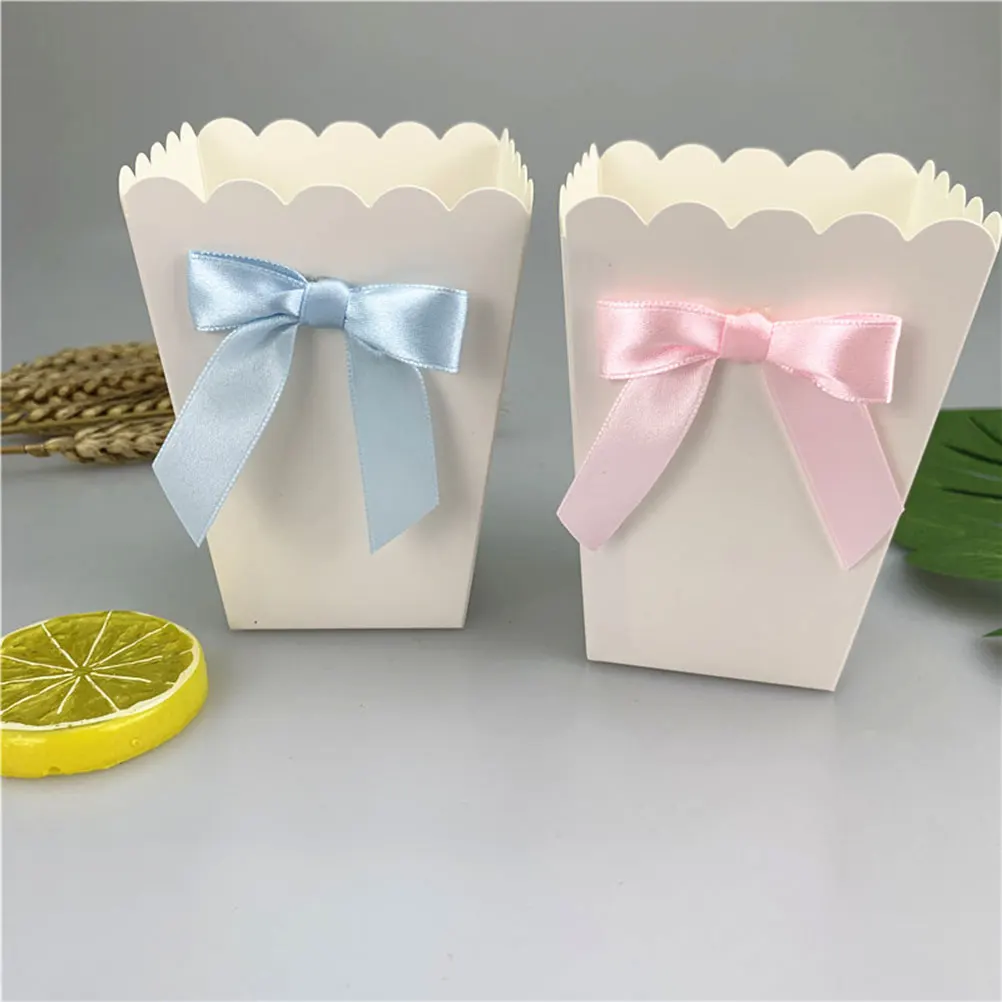 12pc Bow Popcorn Box Party Supplies Paper Popcorn Boxes Bags Candy Snack Treat Boxes Food Container Birthday Baby Shower Wedding