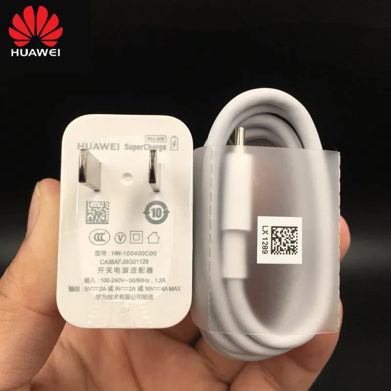 HUAWEI mate 30 Pro 10V4A USB SuperCharge быстрое зарядное устройство 40 Вт адаптер 5A type C кабель для mate 20 Pro RS P30 Pro Honor 20S - Тип штекера: US And cable