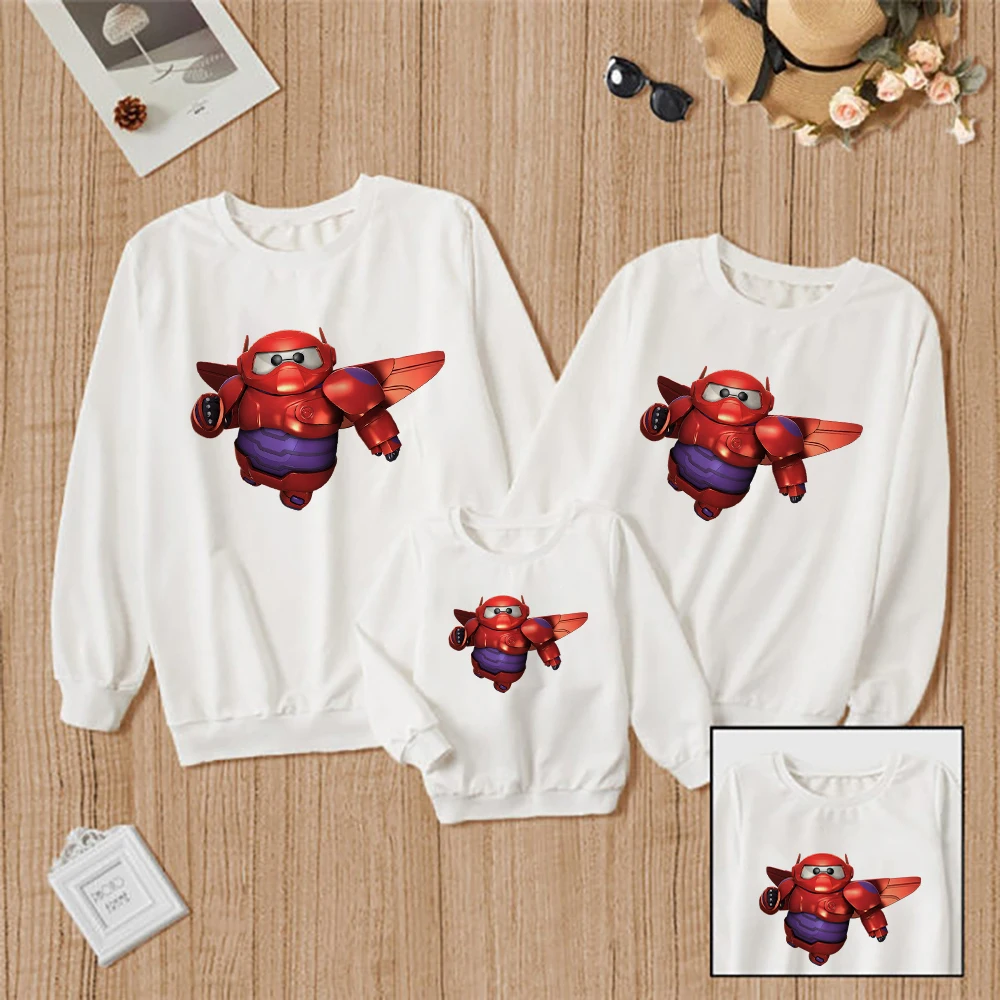 Disney Big Hero 6 Print Beautiful Aesthetic Funny Sweatshirt Loose Hoodies Vetement Family Look Versatile High Quality Pullover aunt and nephew matching outfits