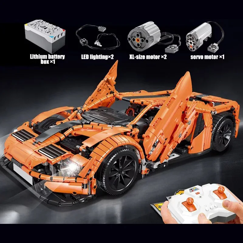MOC Technic FORD GT спортивный автомобиль 10792 Радиоуправляемый двигатель функция питания