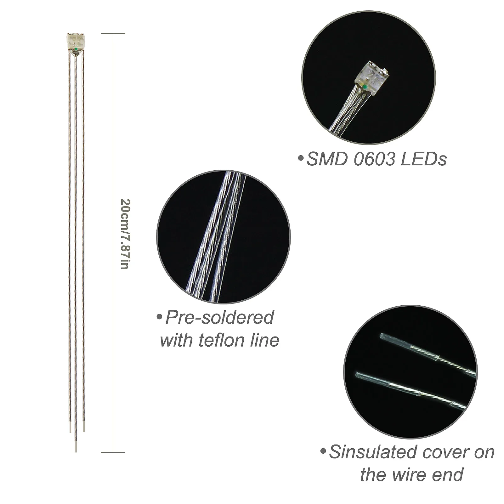 T0603 20 шт. 0603 SMD светодиодный S предварительно припаянный micro litz Проводные провода