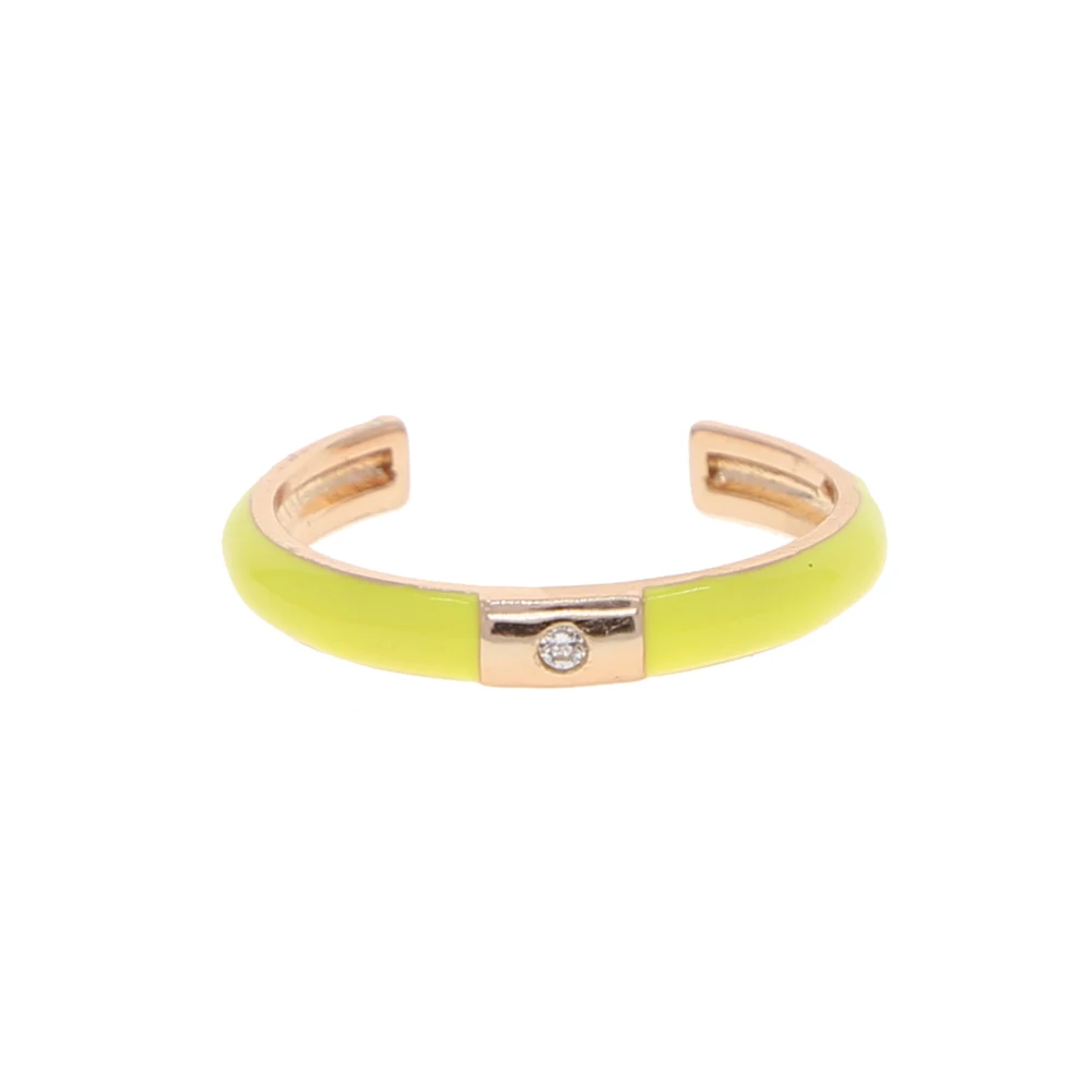 Simple Colorful Women Stacking Finger Band Pastel Enamel Single CZ Simple Ring