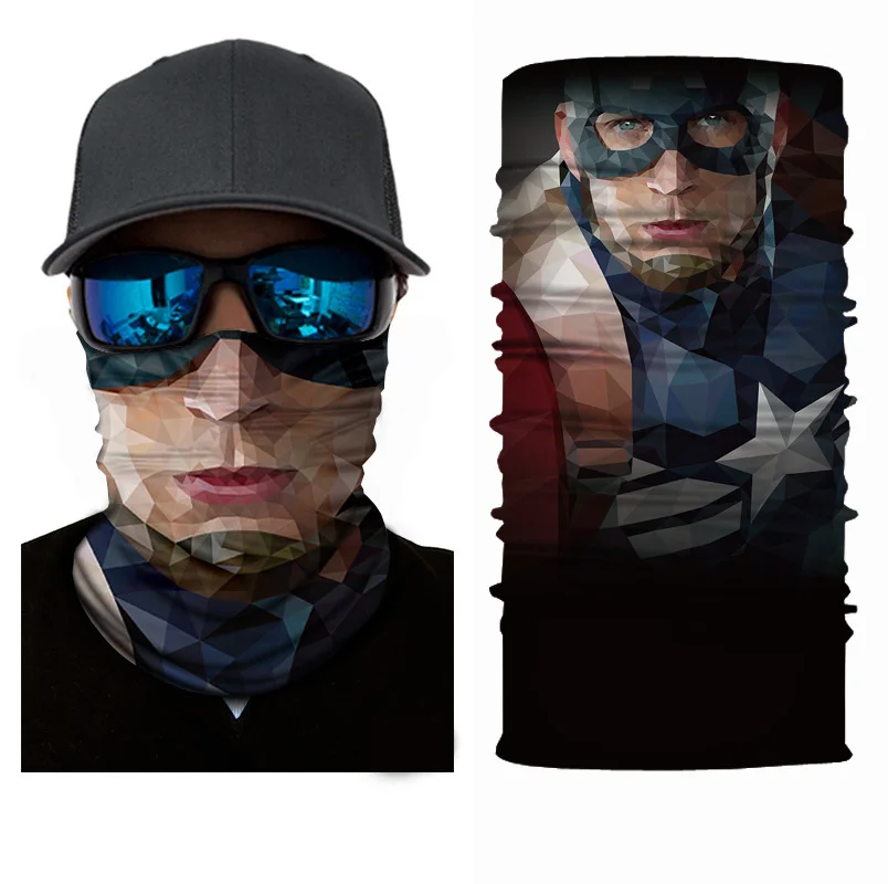 Cycling Masks Balaclava Skull Wicking Headgear Sports Bike Bicycle Riding Hat Head Scarf Cycling Full Face Mask Captain America