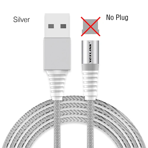 VOXLINK светодиодный магнитный usb-кабель для iPhone Xs Max 8 7 6 и кабель USB type C и кабель Micro usb для samsung Xiaomi huawei htc USB C - Цвет: Silver Cable no Plug