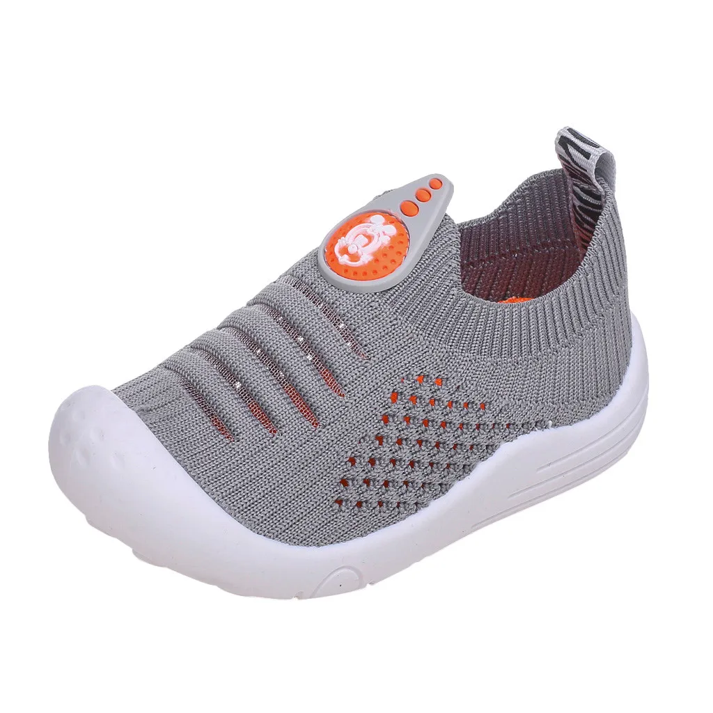 Серый ONTO-MATO Children Infant Kids Baby Girls Boys Letter Mesh Sport Run Sneakers Casual Shoes Fashion Children Sports Shoes Casual - Цвет: Серый