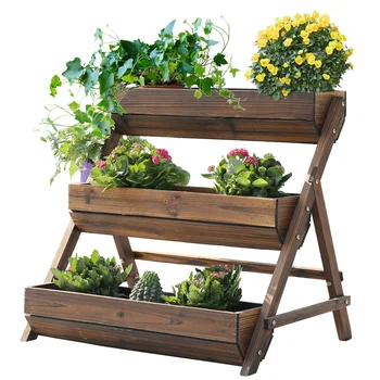 

Outdoor Anti-corrosion Wood Flower Shelf Solid Wood Floor Indoor Multi-layer Flower Stand Balcony Living Room Fleshy Flower Pot