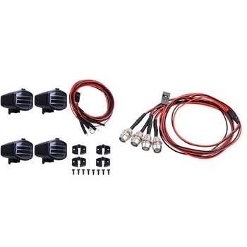 

1 Set 4 Led White Light with Lampshade & 1 Set 5Mm Remote Model Car 4 LED Set Lighting Headlights
