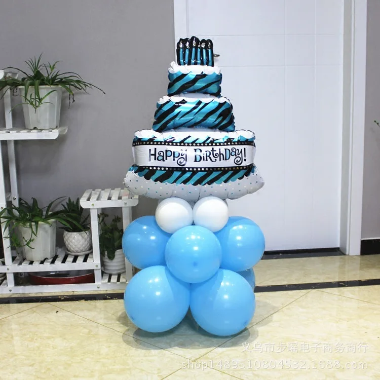 Трехслойный торт воздушный шар из фольги для взрослых детей крещение год рождения украшения партии Декоративные
