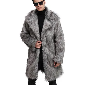 

MORUANCLE Mens Faux Fur Jackets Overcoats Fashion Long Fur Windbreaker For Man Outerwear Winter Thick Warm Parkas