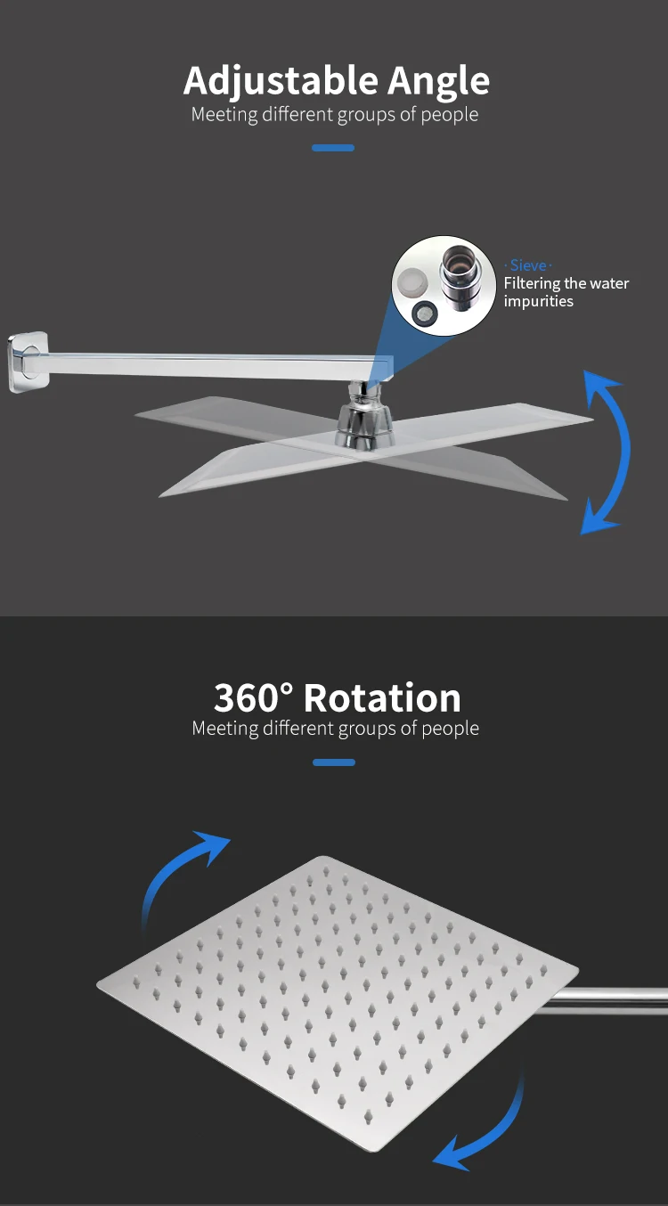1" квадратная насадка для душа из нержавеющей стали 40*40 см, насадка для душа, силиконовая насадка для душа, настенная насадка для душевой кабины