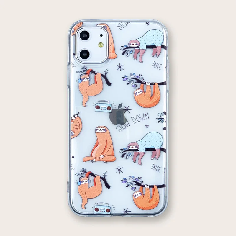 

Transparent Animal sloth iPhone Case Suitable For Apple X /Xs/11/11Max/11Pro Shell TPU Protective Cover Soft Shell Phone case