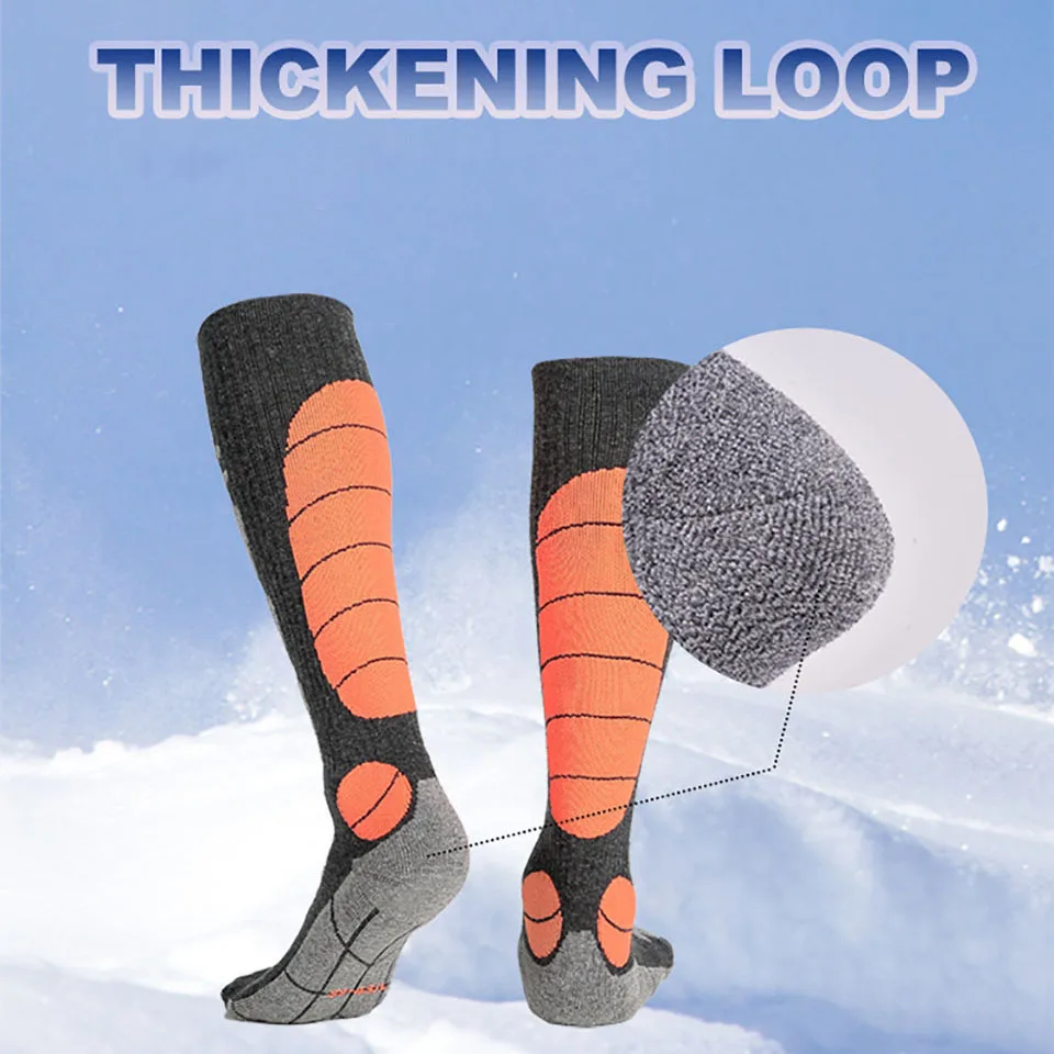 CoolFit 1 Pair Merino Wool Thermal Socks Men Women Winter Long Warm Compression Socks For Ski Hiking Snowboarding Sports
