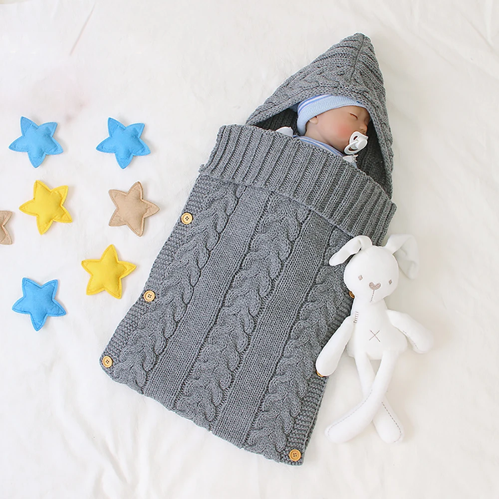 Blanket Swaddling Stroller Sleepsack Toddler Knitted Newborn Baby Warm for 1-12months