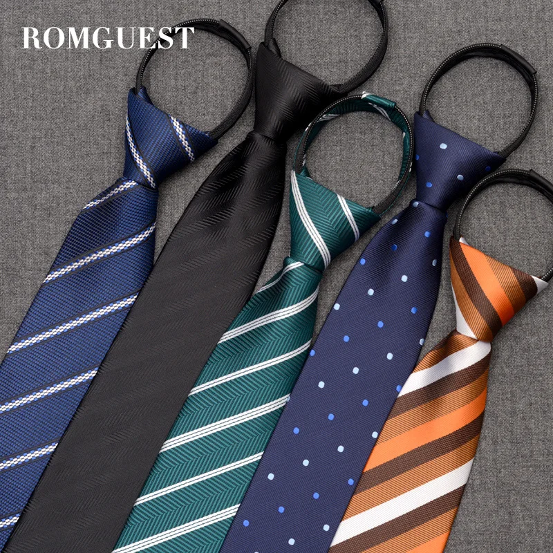 High Quality New Fashion Ties Men Business Worker Zipper 7cm Striped Tie Wedding Neckties for men Designers with Gift Box
