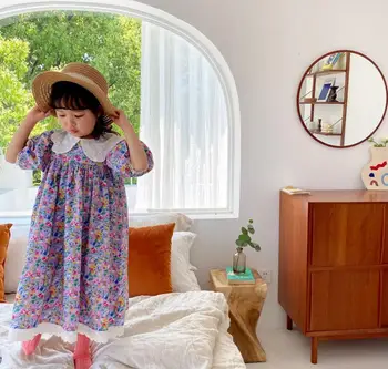

2020 Children Girls Korea Printed Summer Dresses, Princess Kids Sweet Clothing 6 pcs/lot,Wholesale
